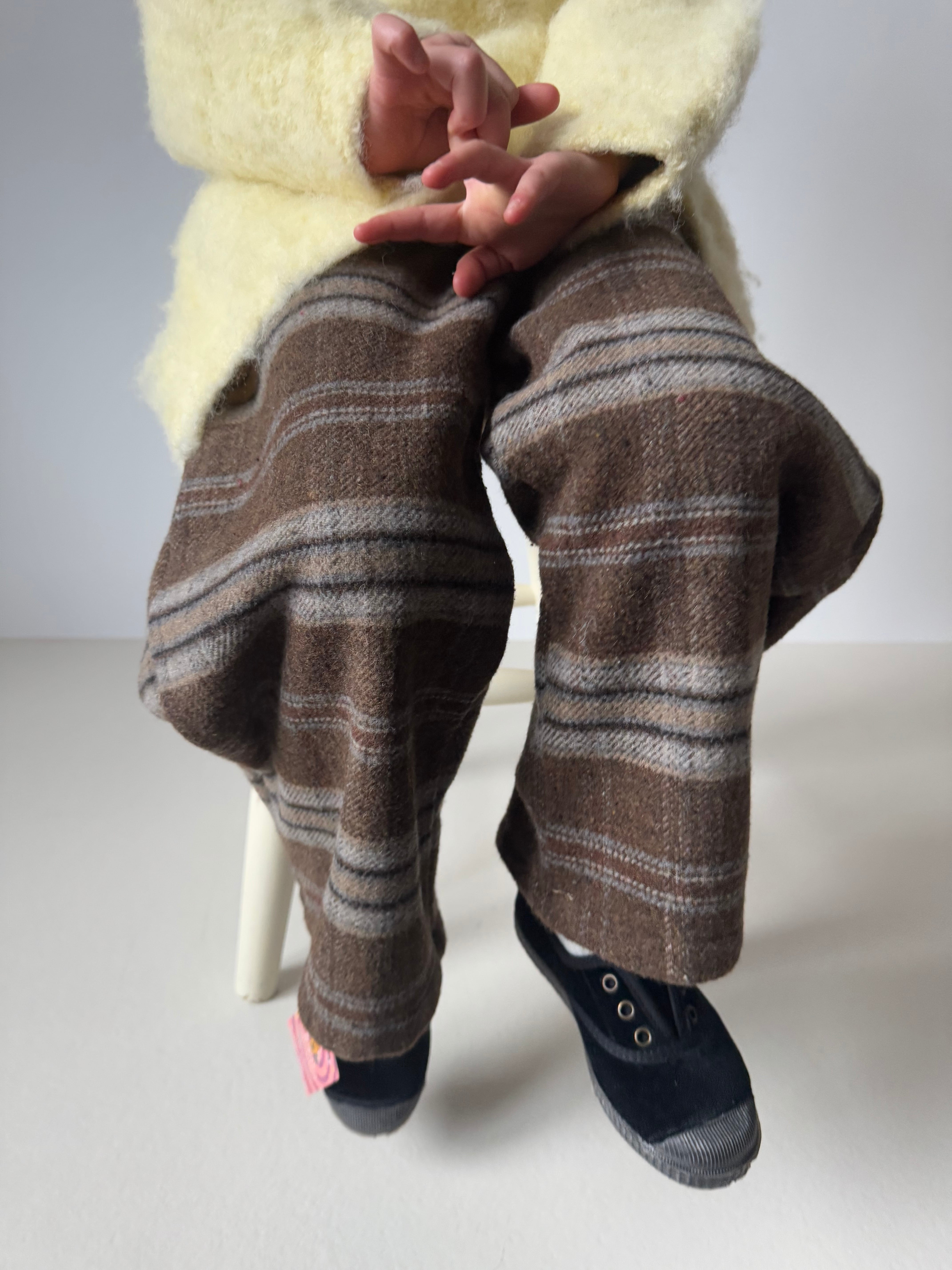 裏起毛 チェックワイドパンツ（110cm）3889