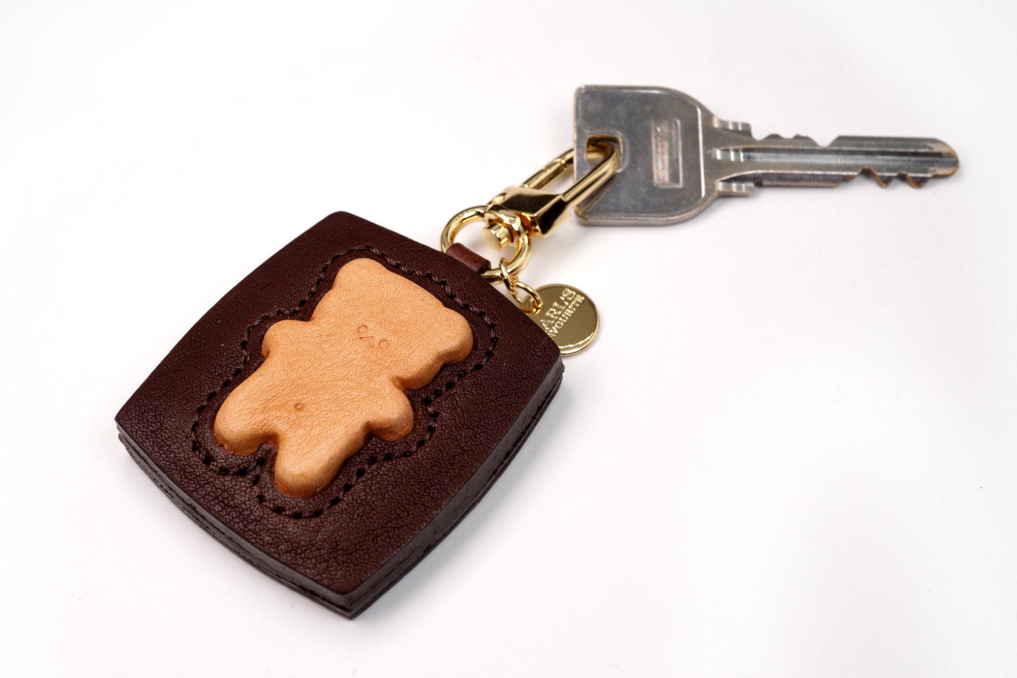 くまちゃんブラウニーのキーホルダー（本革製）／お菓子な革小物