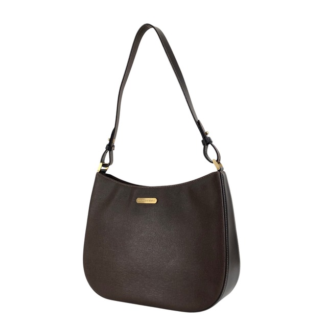 BURBERRY バーバリー ショルダーバッグ ブラウン プレートロゴ レザー ワンショルダー vintage ヴィンテージ オールド 6skns5