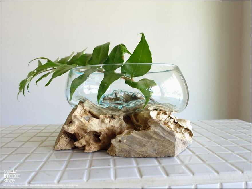 フラワーベースDome20㎝ 花瓶 メダカ鉢 めだか鉢 プリミティブガラスベース 吹きガラス 手作り 一点物 自然な様
