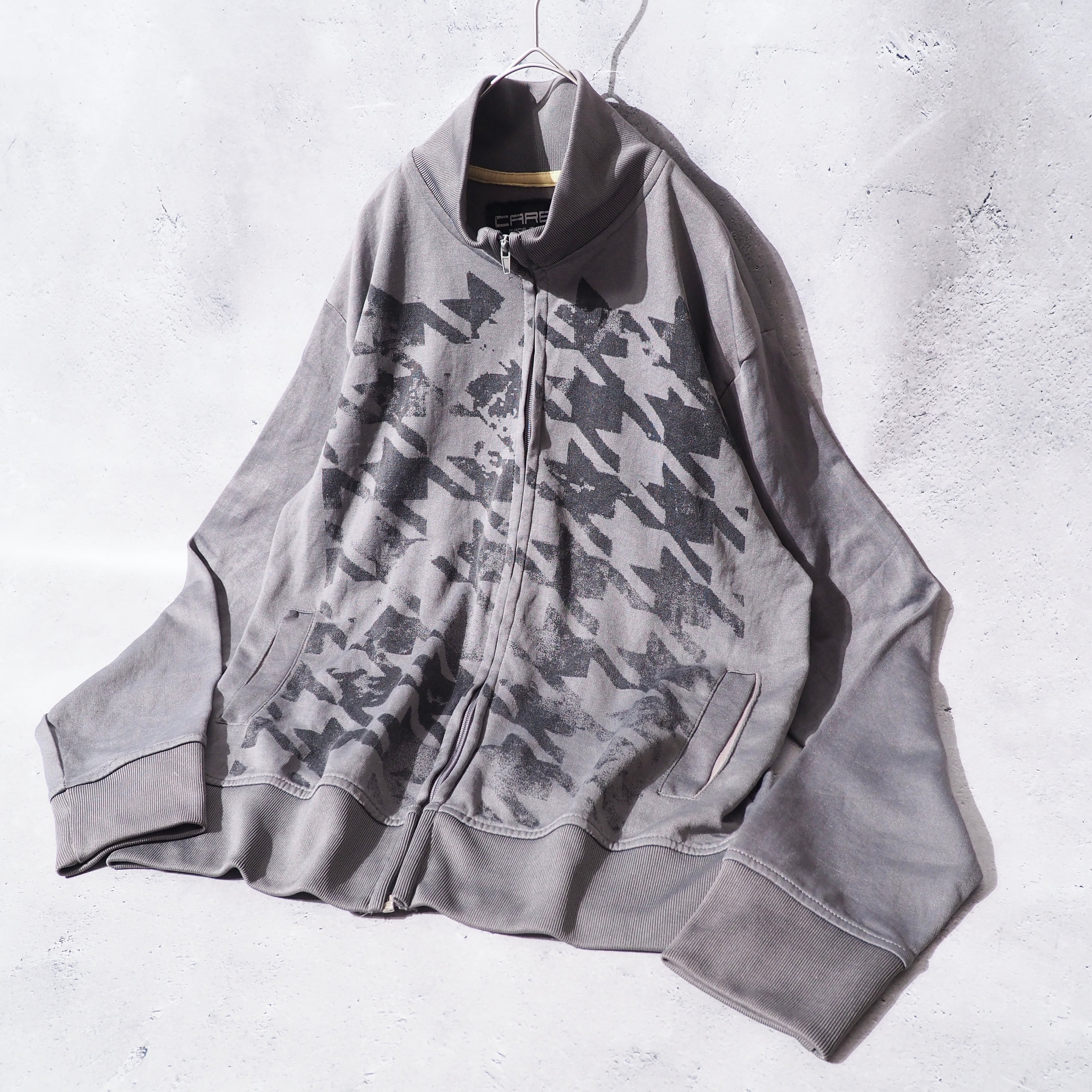 2000s ” CARBON ”  Houndstooth pattern High neck Track jacket