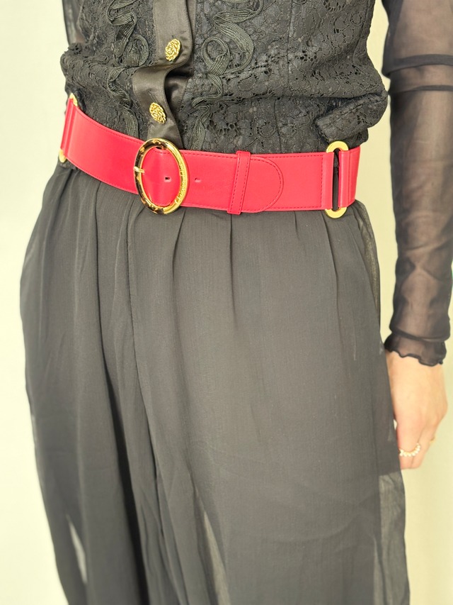 Christian Dior クリスチャン ディオール ベルト レッド オーバル レザー vintage ヴィンテージ オールド x8prhh