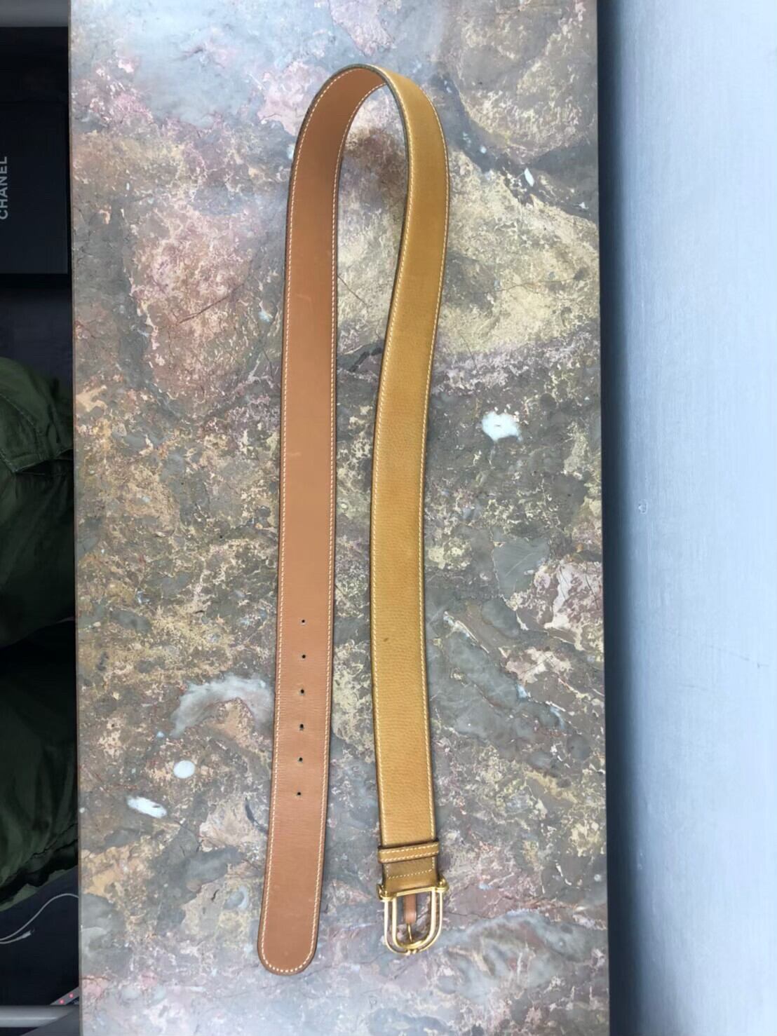 HERMES 90 LEATHER BELT MADE IN FRANCE/エルメスレザーベルト