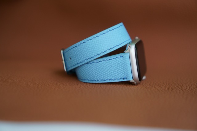 【送料無料】Apple Watchベルト　時計ベルト 　2重巻きタイプ　ブルー　
