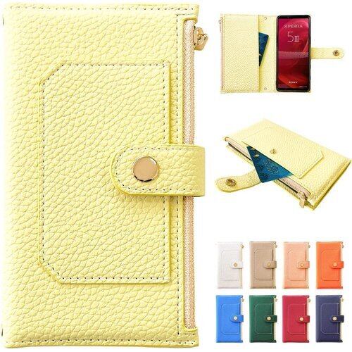 aquos sense3 sh-02m shv45 ポケット付 リュクスな型押し 手帳型 ケース カバー 内側ケース 黒TPU スマホ 手帳 スマホケース スマホカバー aquossense3 sh02m aquossense3ケース sh02mケース sh02mカバー アクオス 品 ライトイエロー 1271