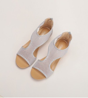 <3カラー>シューズ サンダル メッシュ ウェッジソール オープントゥ ラウンドトゥ カジュアル シンプル