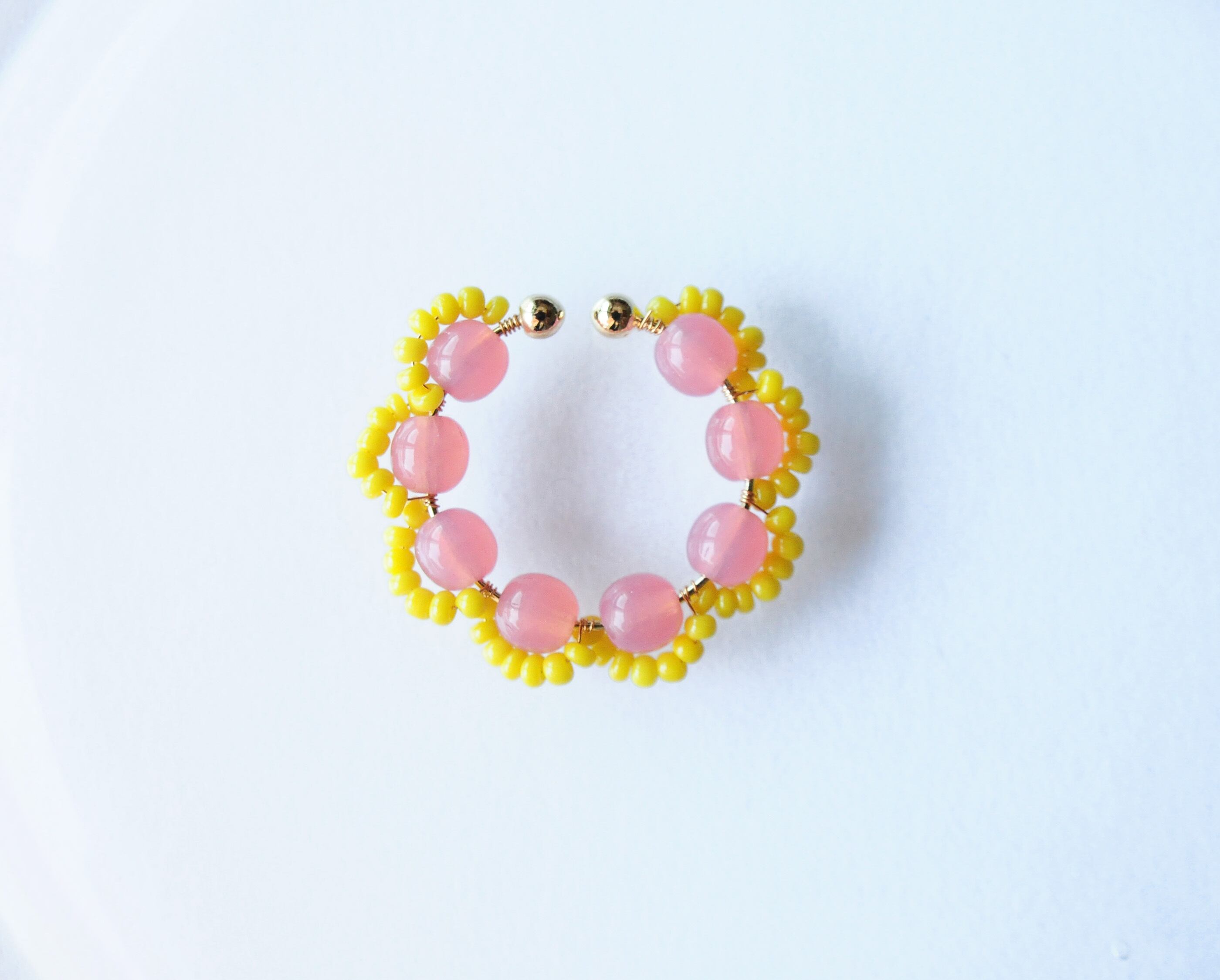 ＜Rollo～イロヅクビジュー～＞イヤーカフ『 Pink × Kiiro 』