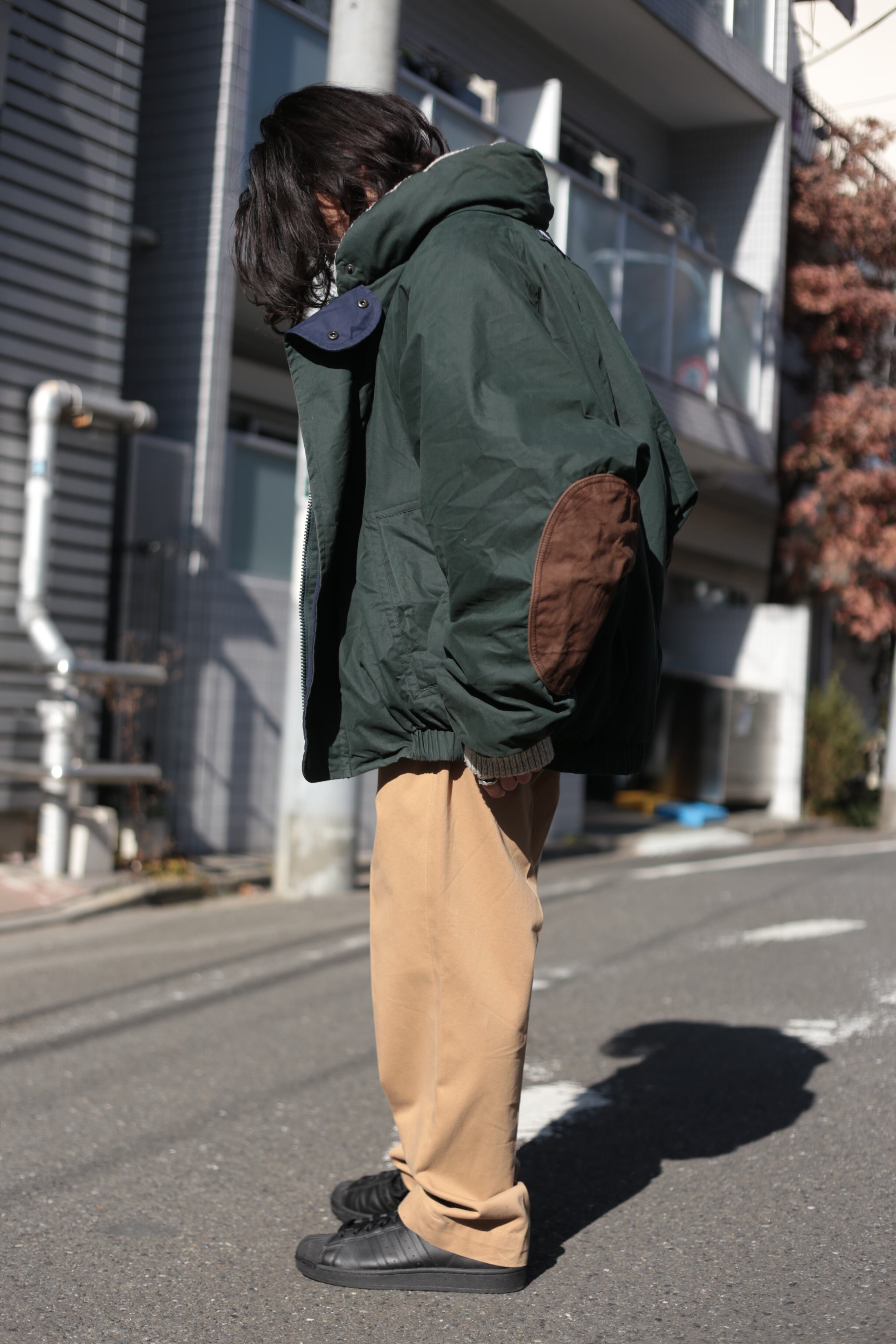 1990's nautica レザーエルボーパッチ ダウンジャケット【FF-3250