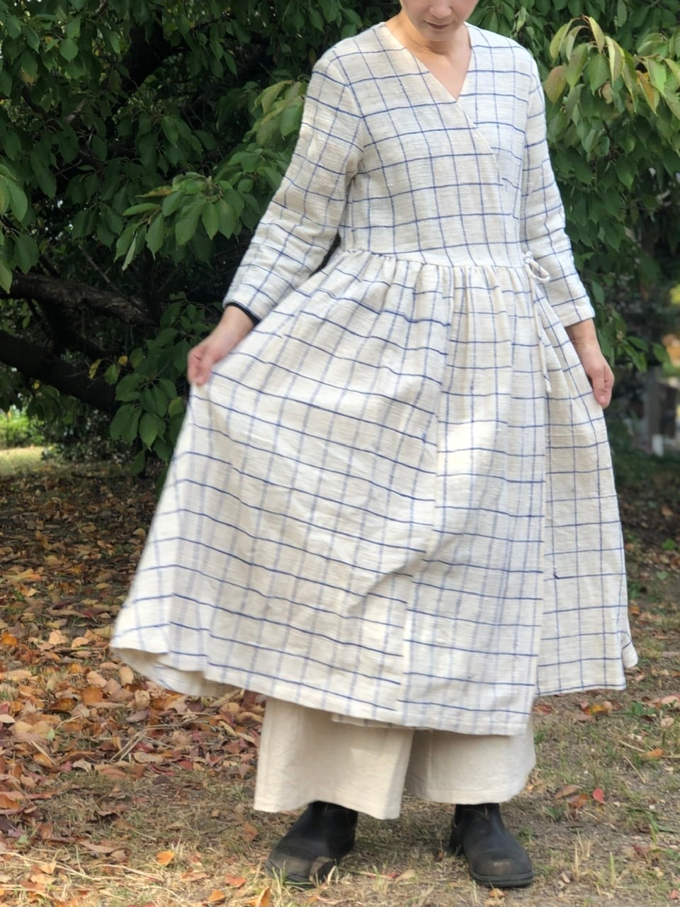 Mサイズ《カディコットン / 青チェック》Mula:working cloth