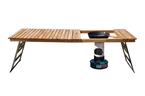 Oak standard folding table　Stove hole（ストーブ穴有り）　CAMPOOPARTS　 オーク スタンダード 折り畳みテーブル　W1200 キャンプ オーパーツ