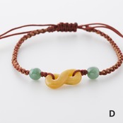 個性的な翡翠がキュート！ カービング紐ブレスレット イエロー A貨翡翠 jd_br1081