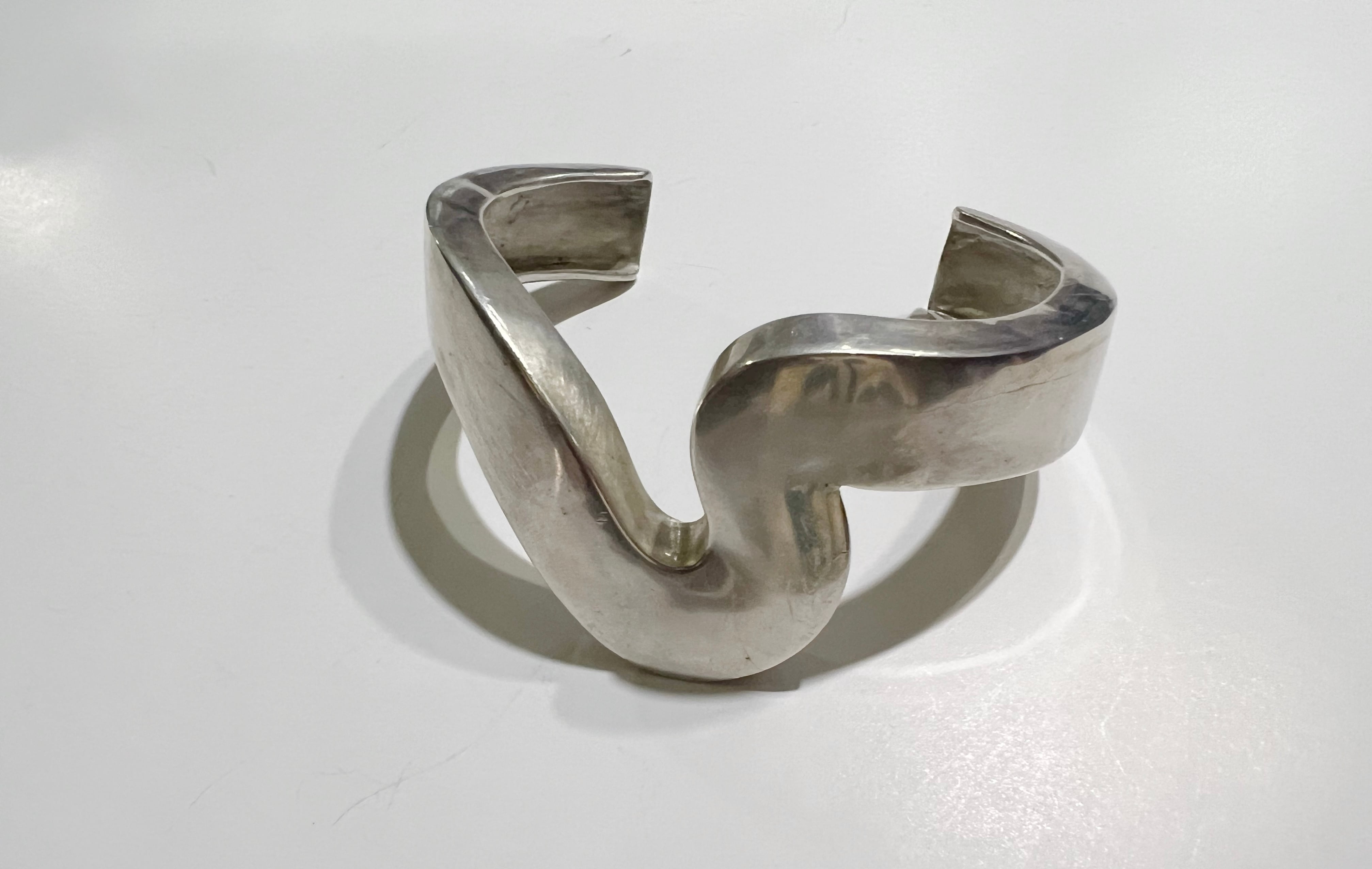 Vintage designer's 925 silver wave bangle ( ヴィンテージ デザイナーズ シルバー ウェーブ バングル )