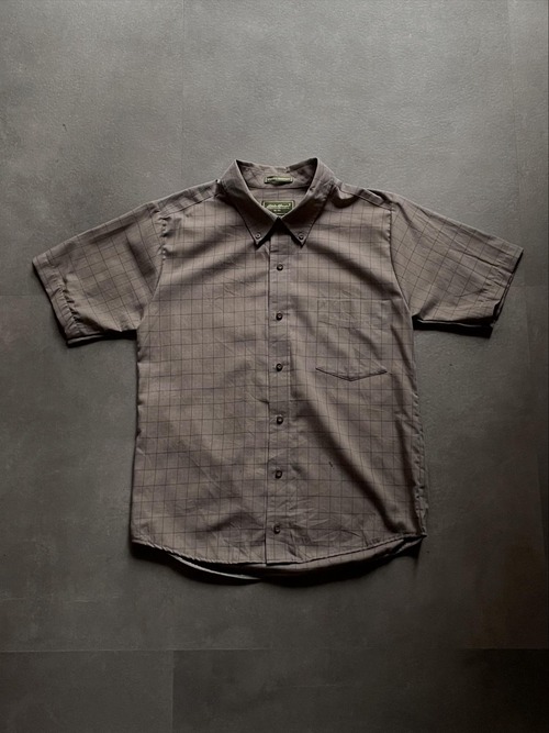 Eddie Bauer 半袖シャツ ボタンダウン チェック グレーブラウン