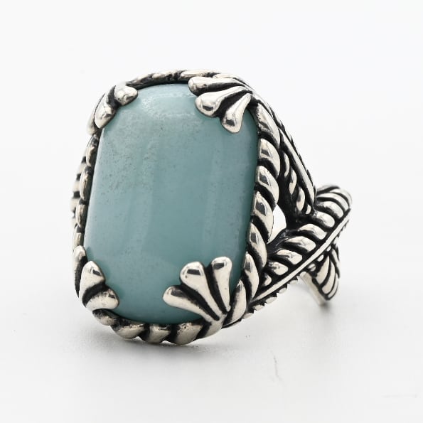 Amazonite Accent Dynamic Arm Design Ring By Carolyn Pollack #14.5 / USA