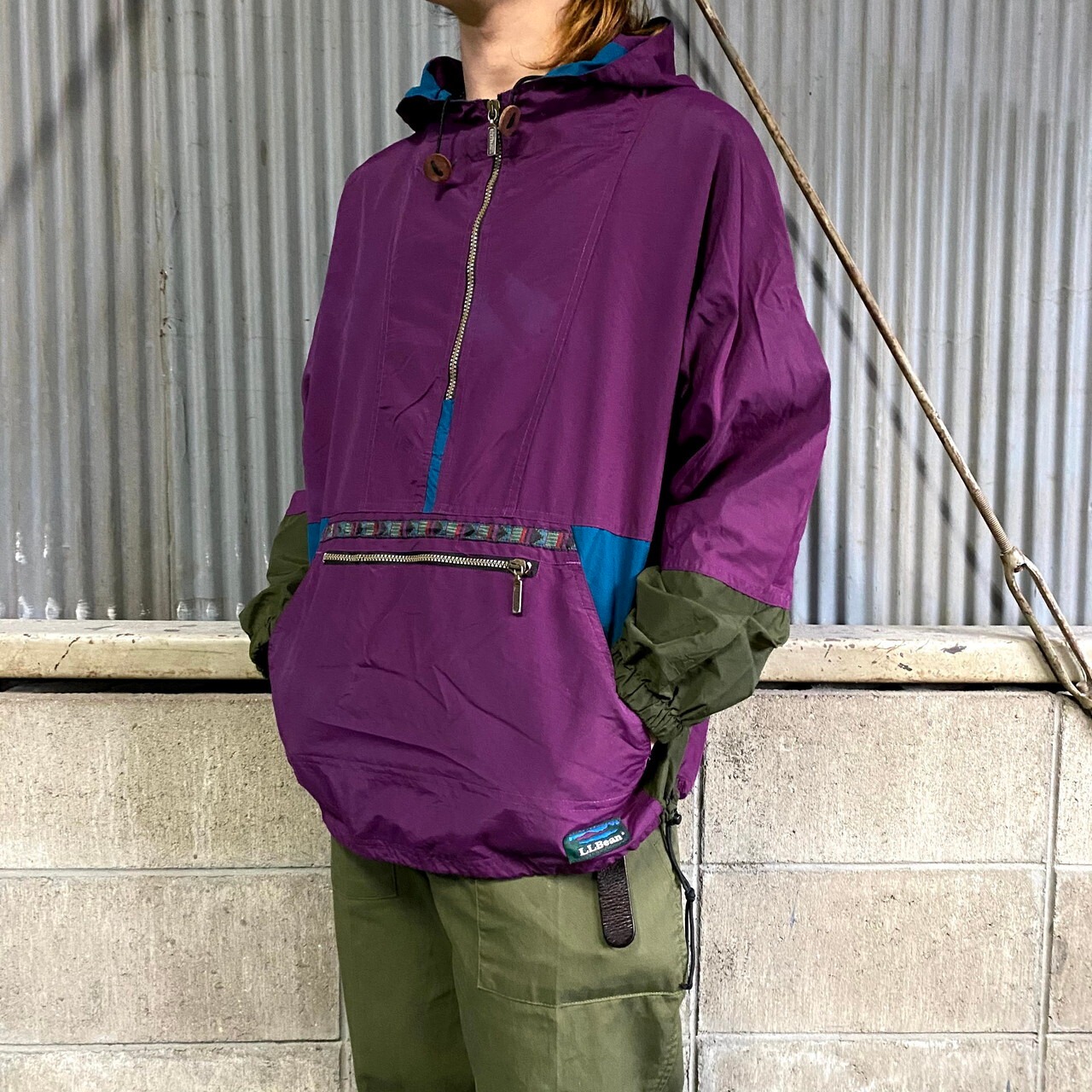 80~90年代 エルエルビーン 山ロゴ アノラックパーカー メンズL 古着 