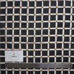 ブロックプリント生地【50cm単位】インド綿  チェック柄 白×黒×マスタード #79110-BK1