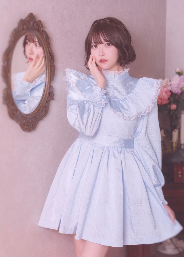 【ManonMimie】Glossy Jacquard Frill OP