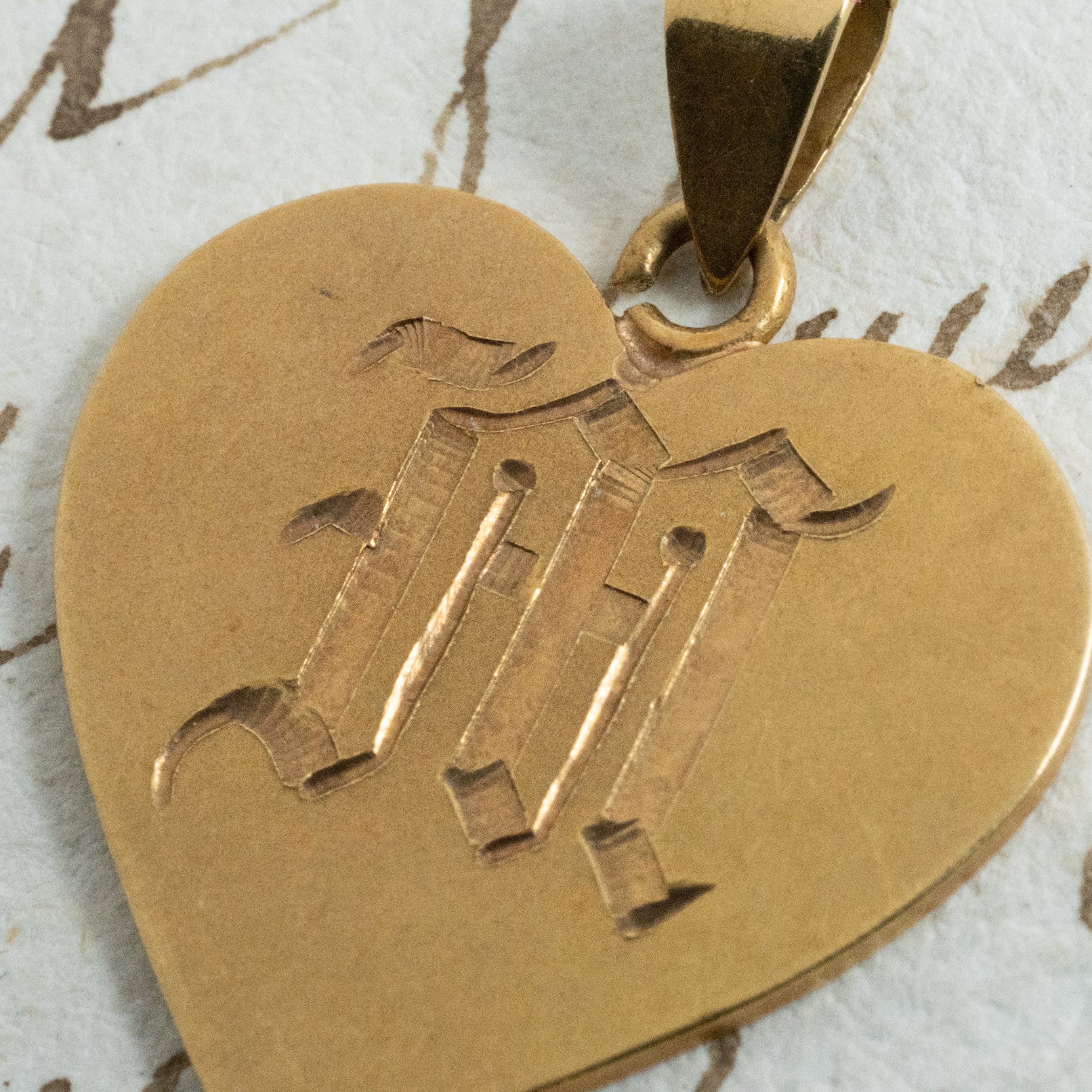 日本の作品】昭和レトロ ヴィンテージ 手彫り ハートデザイン