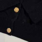 カシミヤ100% salonle chic サロンルシック 金ボタン ニット カーディガン 44/ブラック レディース