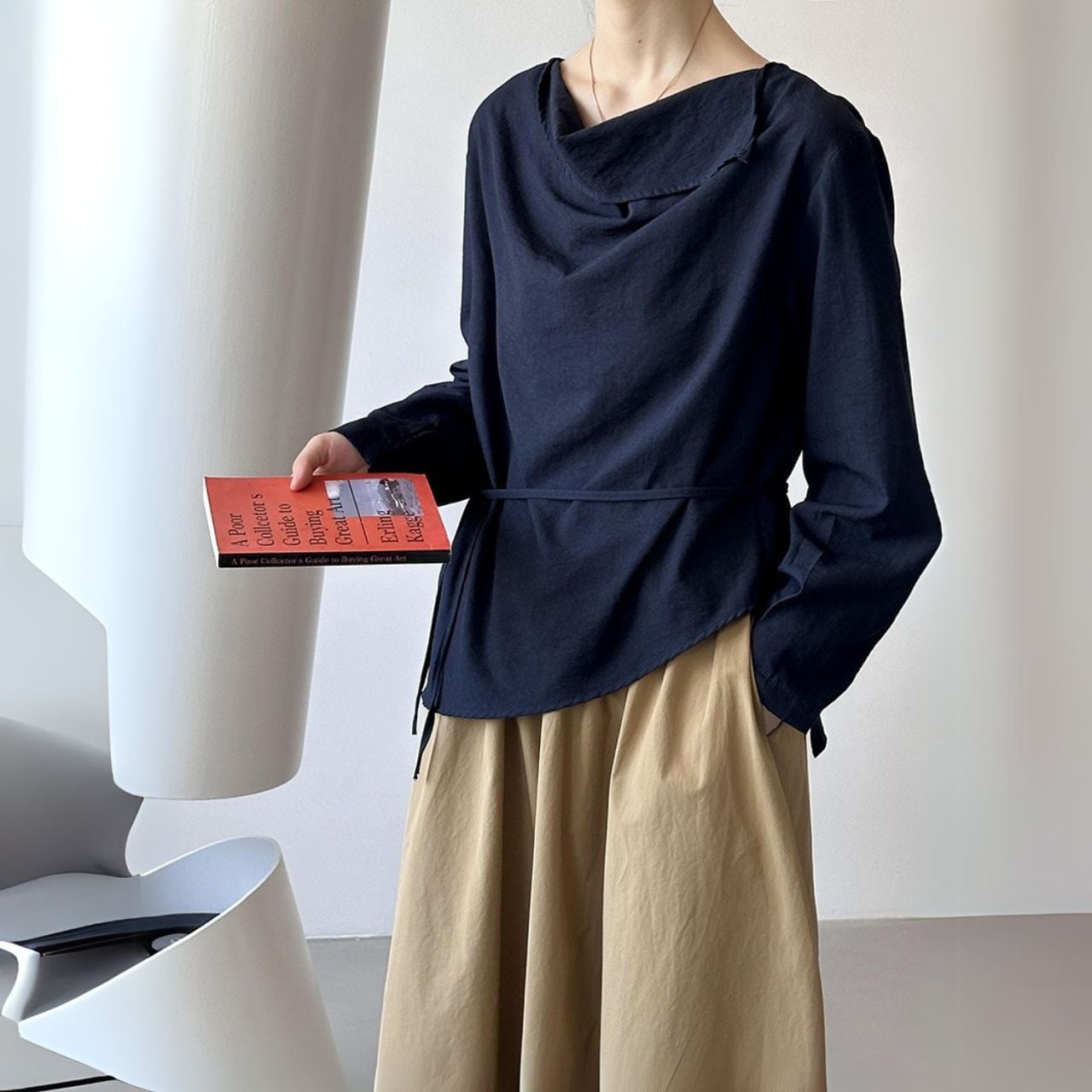 ドレープボートネックロングスリーブトップス 00483