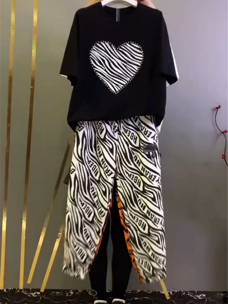 スプリングサマーTシャツ 薄手セーター カジュアルパンツ 大きめサイズ 春物 夏物 ミックスインファッション36819347836