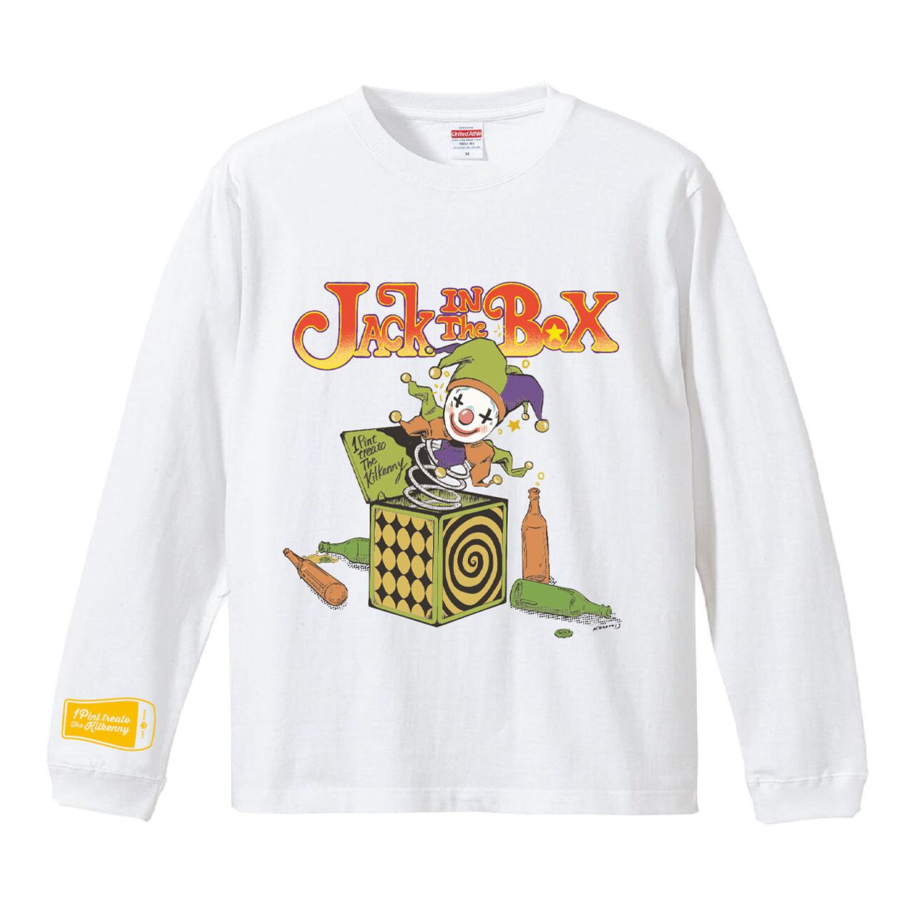 L/S T-shirt “JACK IN The BOX” (White) | 1Pint treato The Kilkenny