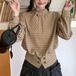 リボンバンドカラーチェックショートブラウス ・79002