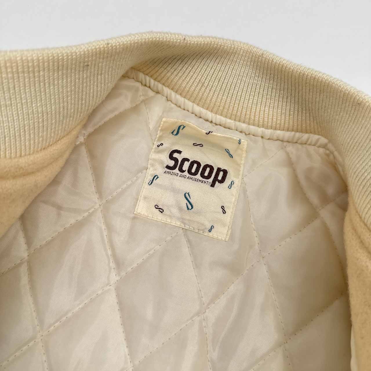 90s vintage SCOOP スクープ メルトンウール スタジャン M/アイボリー/キルティング