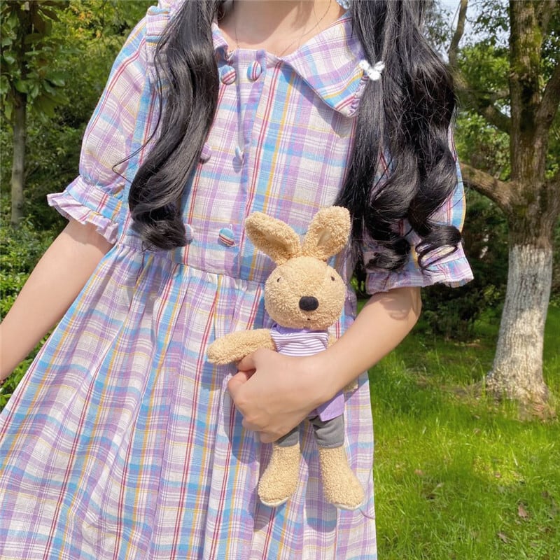 新品　メゾピアノ  110 うさぎチェック柄ジャンパースカートキッズ服女の子用(90cm~)