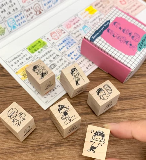 新作☆ MO786D｜Molinta 【第四弾 - 日常】はんこ / 木製スタンプ 全6種セット