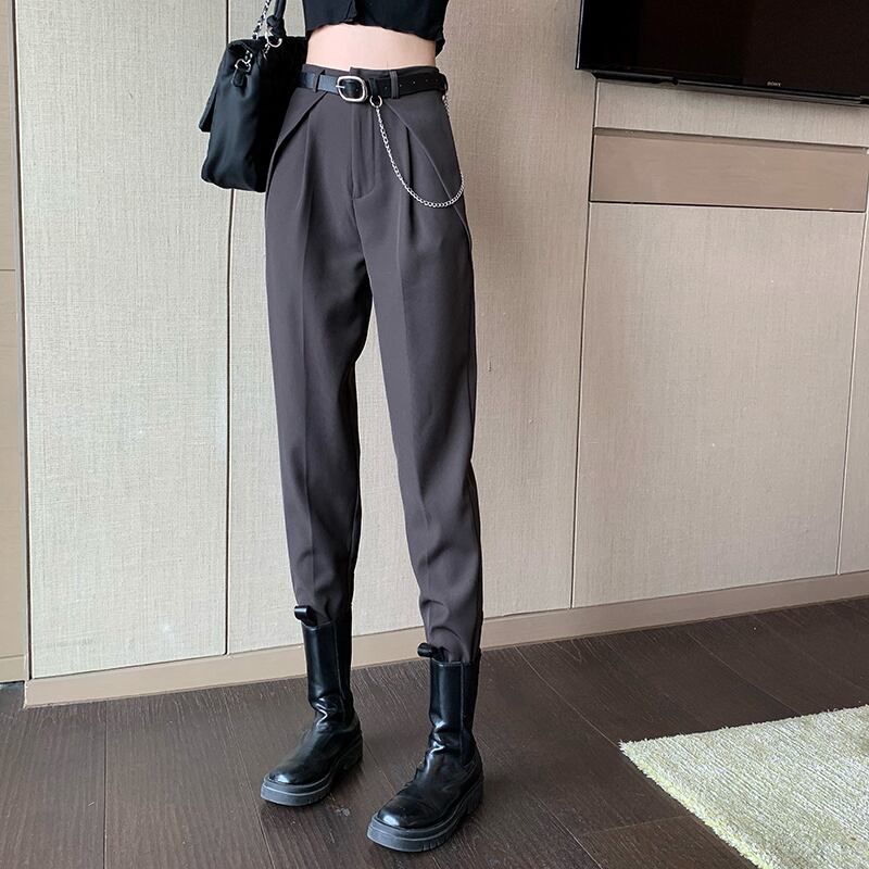 2020年秋冬新作ハイウエストスリムスーツパンツレディースストレートカジュアルパンツルーズワイドレッグパンツワイルドインタイド ドラファッションホール37347939821