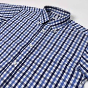 A.A.R ダーバン D'URBAN × ヨウジヤマモト yohji yamamoto ギンガムチェック柄 半袖シャツ サイズ L /AAR/ホワイト×ネイビーブルー