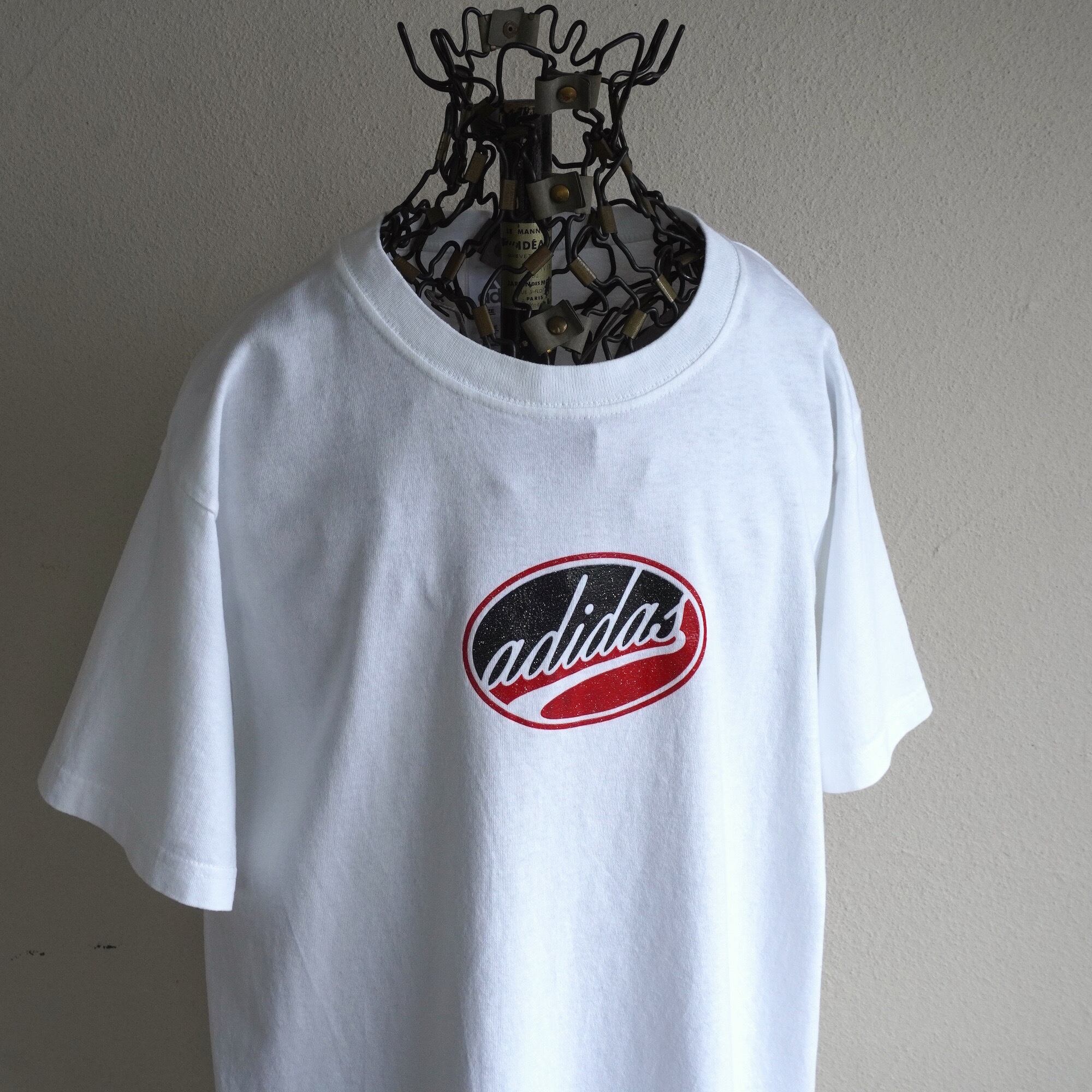 2000's USA製 [adidas] ラメ入りオーバルロゴ S/S クルーネック T