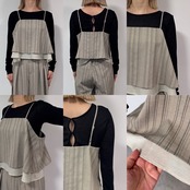 ピンストライプレイヤードキャミbustier/グレージュ
