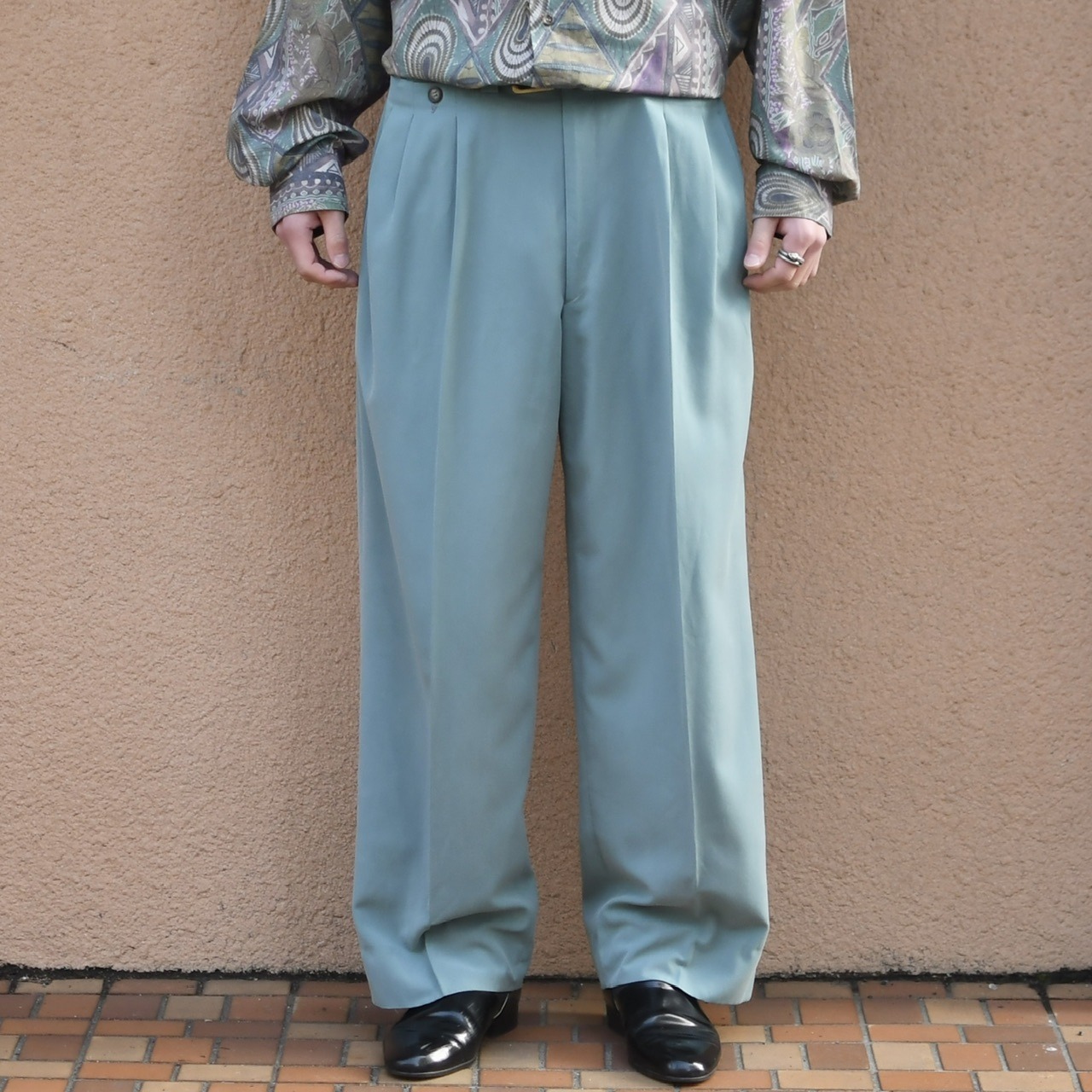 3tuck wide rayon slacks dusty green