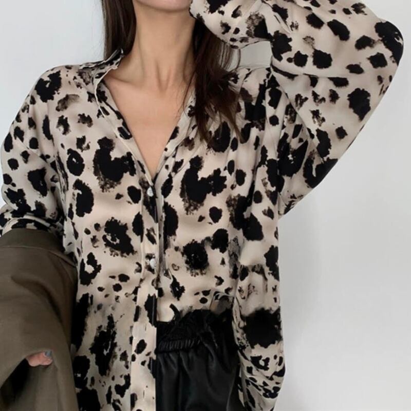 モダンレオパードルーズフィットブラウス R01066