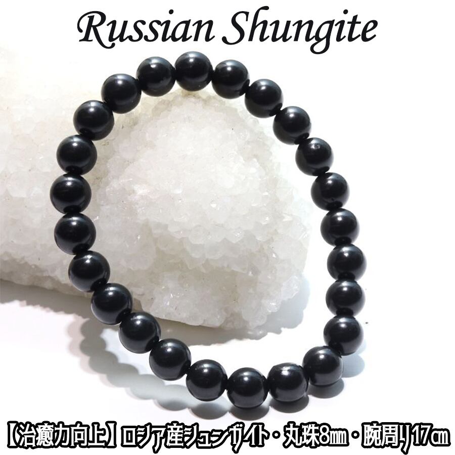 【治癒力向上】ロシア産 天然石 シュンガイト ブレスレット<8mm>【1点物】