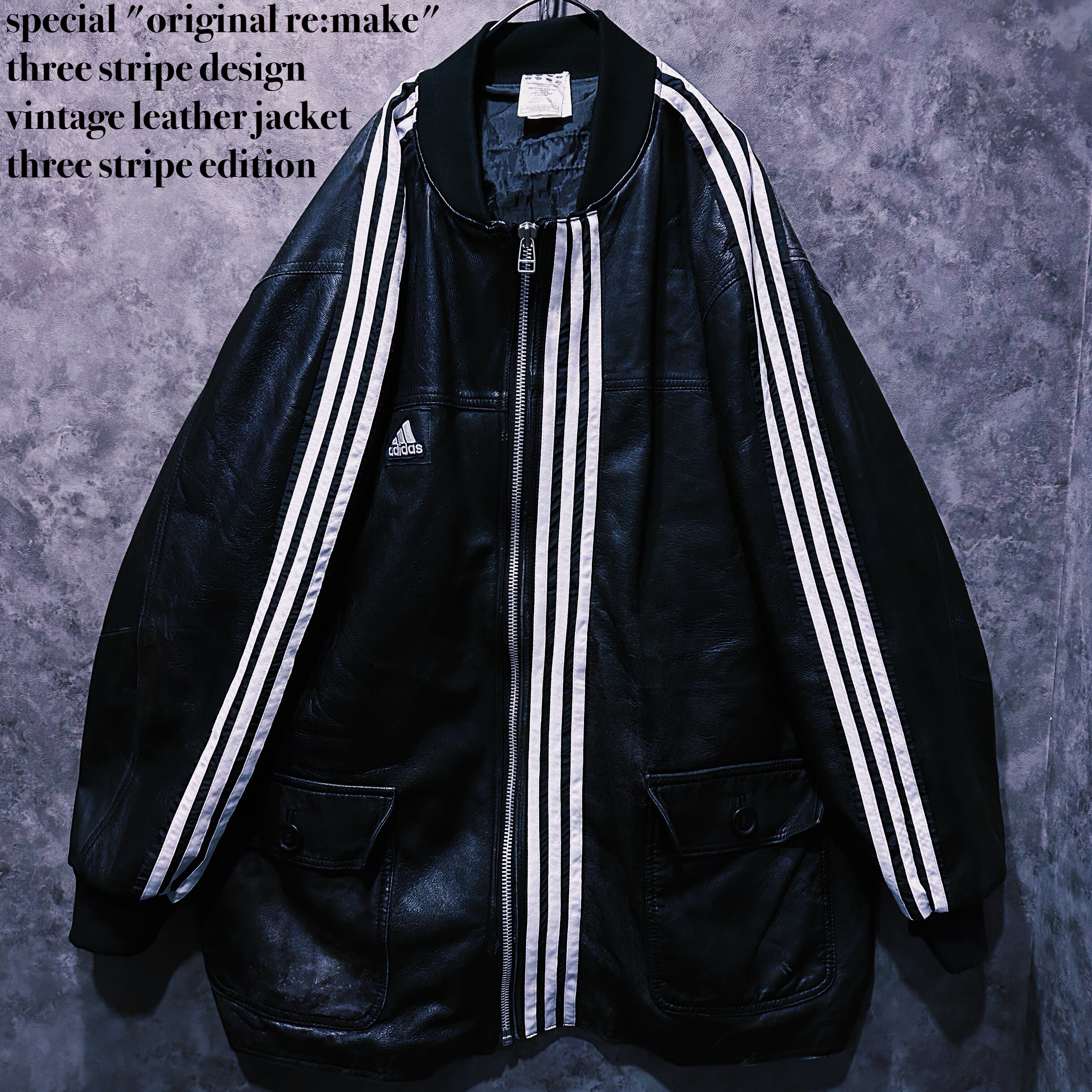 【doppio】special "original re:make" three stripe design vintage leather jacket three stripe edition