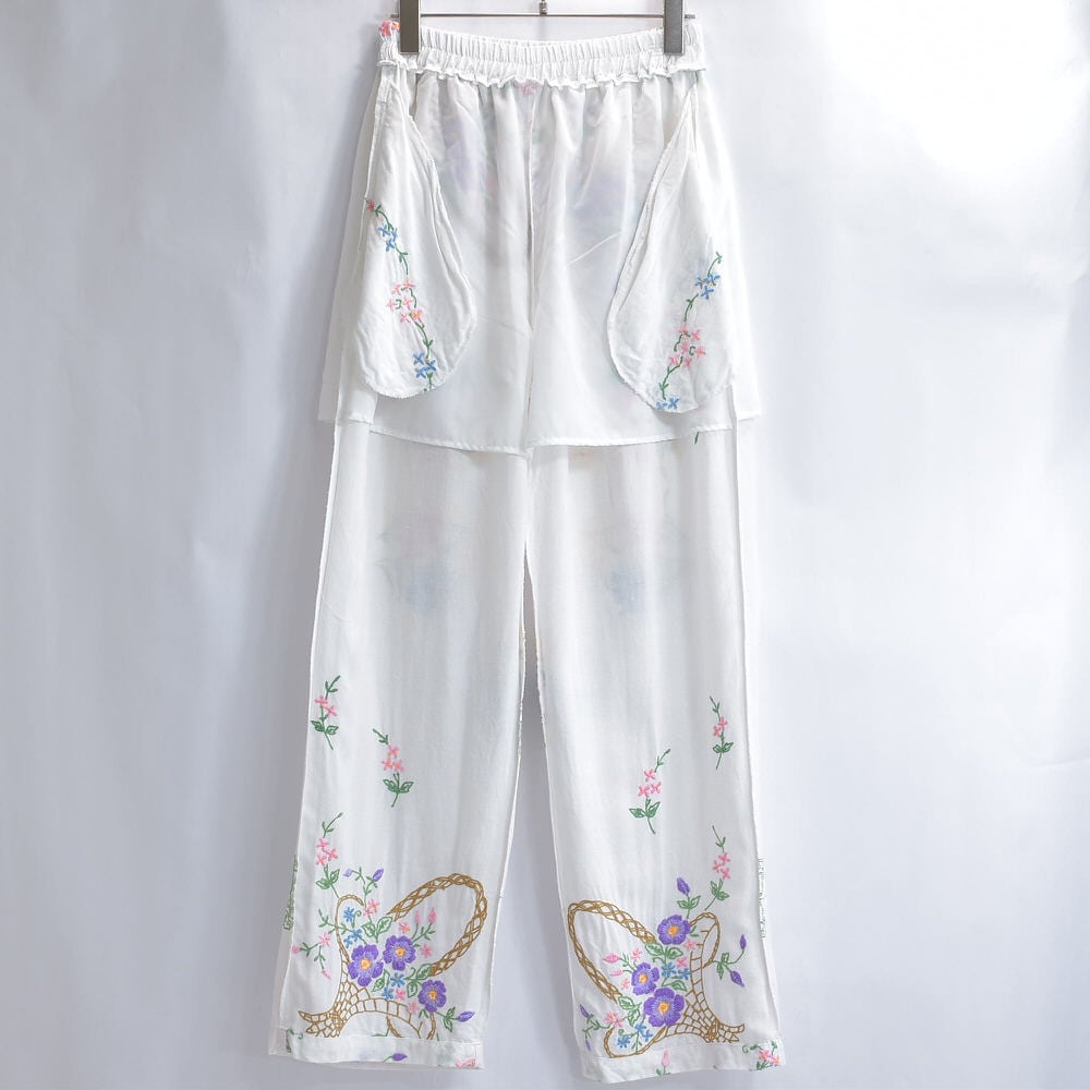 Remakeリメイク 再構築 パッチワーク&フラワー刺繍 デザイン ルーズ