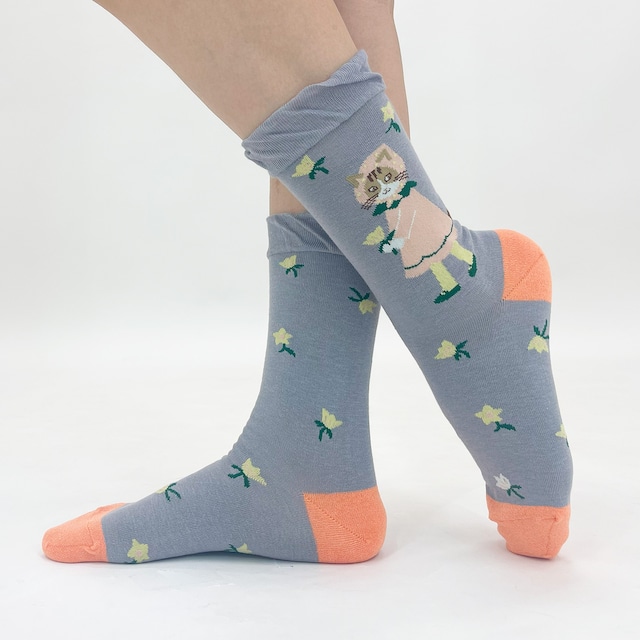 【Aiko Fukawa】布川愛子 SOCKS お花を運ぶ猫 ソックス