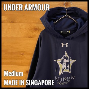 【UNDERARMOUR】高校 フットボール Mullen High School プリント スウェット パーカー フーディー ポリエステル 刺繍ロゴ M アンダーアーマー US古着