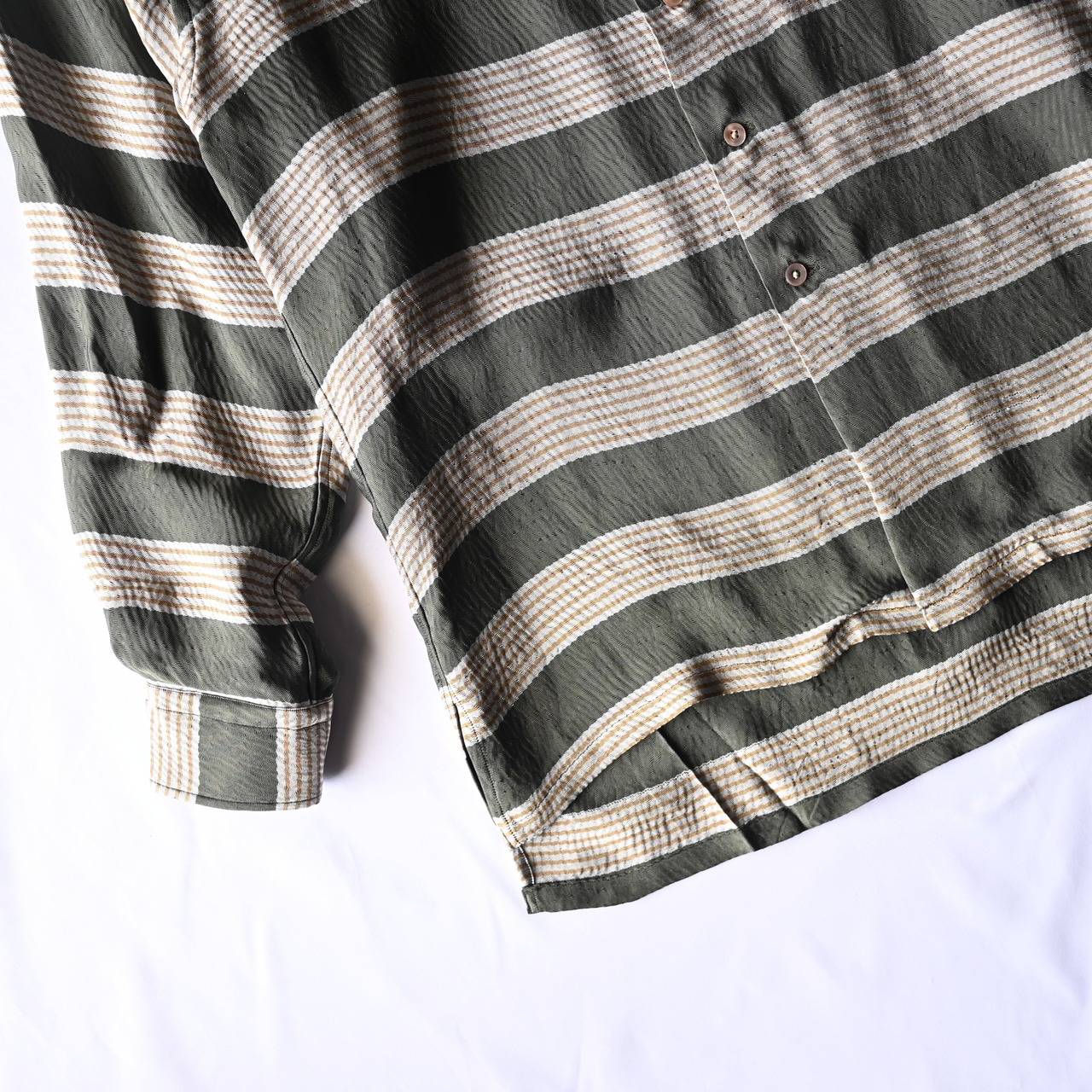 INTERIM / HYPER BIG VISCOSE STRIPE 60s OPEN COLLAR SHIRT
