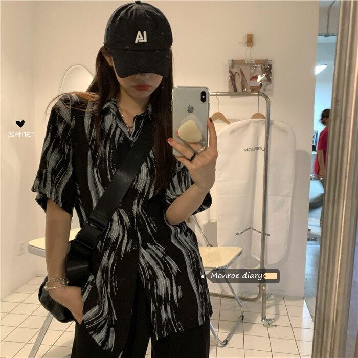 ブラックシャツ 薄手サマースタンダードスタイルジャケット レトロ 夏物 モンロー91993341191