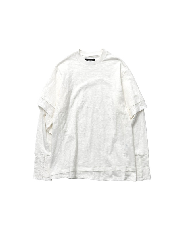 [999HUMANITY] DOUBLE LAYERED LONG SLEEVE TEE (OFF WHITE) 正規品  韓国 ブランド 韓国ファッション 韓国代行 999 ヒューマニティ HUMANITY 日本 店舗