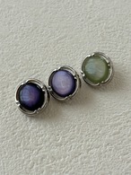 Japanese Vintage ボタン 12mm オーバル カボション 紫／薄紫／イエローグリーン  アクセサリーパーツ 装飾材 カルトナージュ