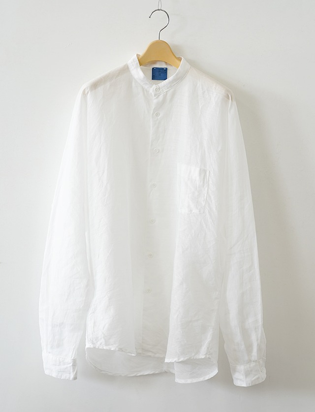 aulico : NO COLLAR LONG SLLEVE SHIRT / WHITE
