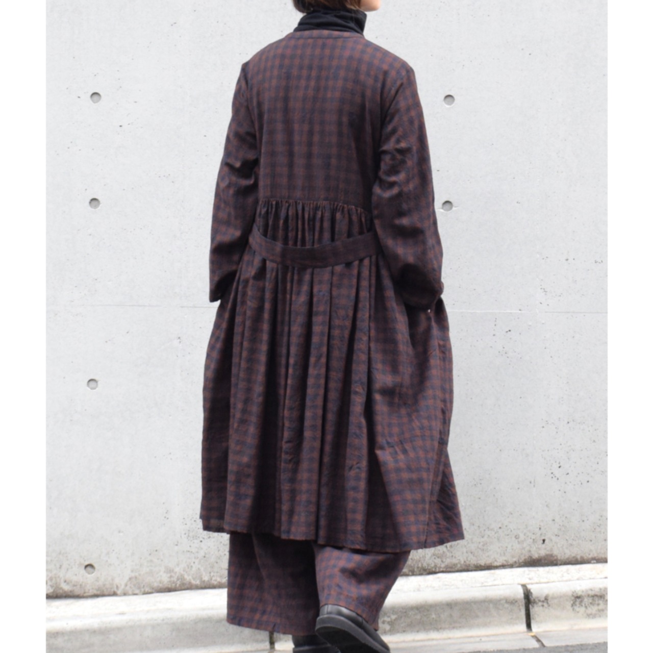 maison de soil（メゾンドソイル）ギンガム+ジャガード柄 カシュクールワンピース