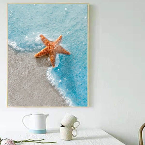 中級 フル ダイヤモンドアート キット ビーズ刺繍 海 海岸 ヒトデ