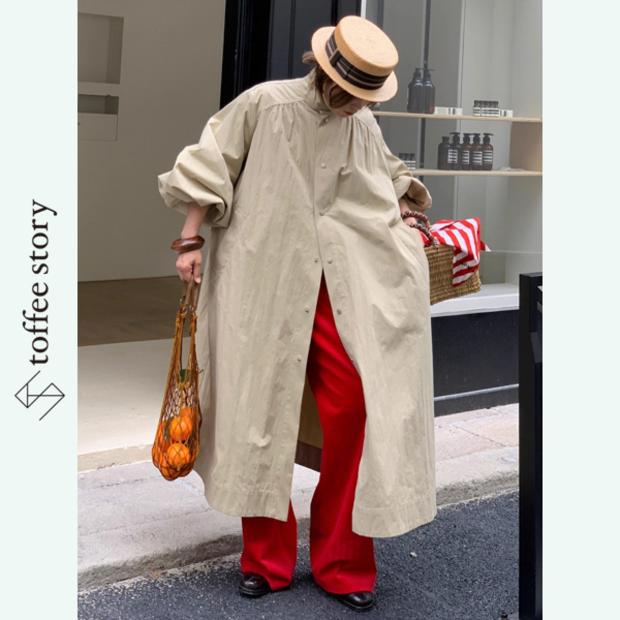 【3color】バルーン袖と初夏の物語ロングコート 《W0156》