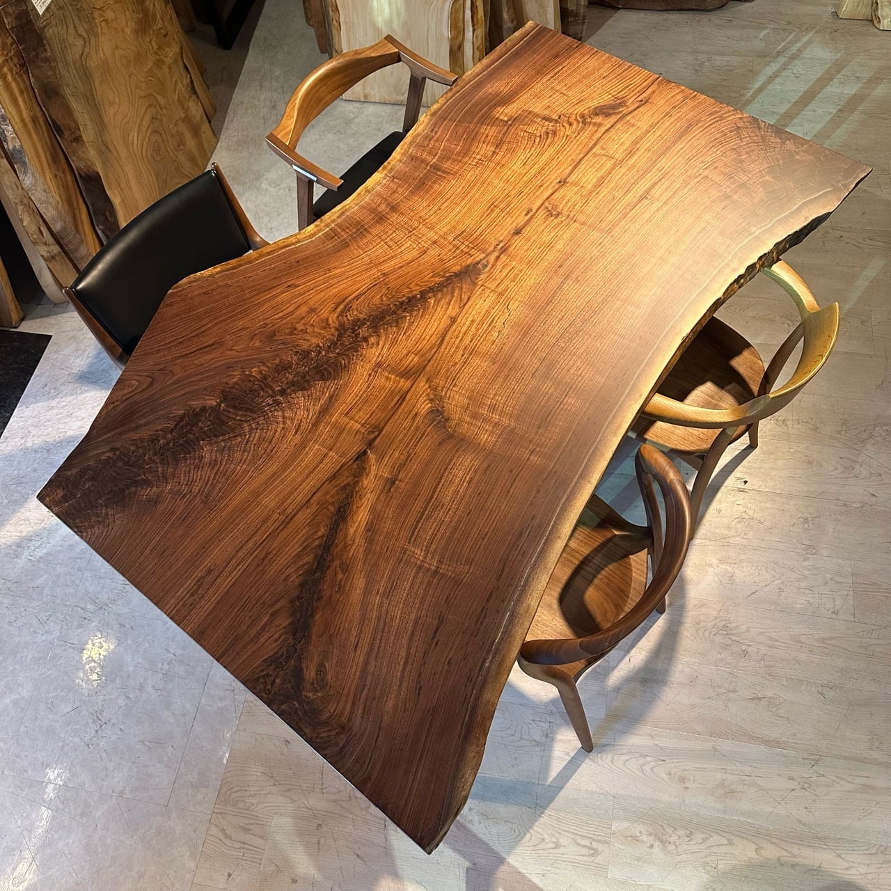 【鯖杢】ウォールナット_1900×930-1140×40_青山店_テーブル天板/一枚板 262682 t001